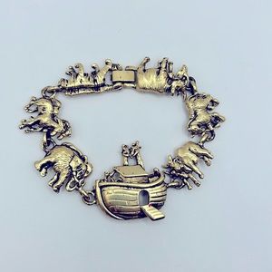 Vintage Noah’s Ark Gold Tone Figural Link Storybook Bracelet